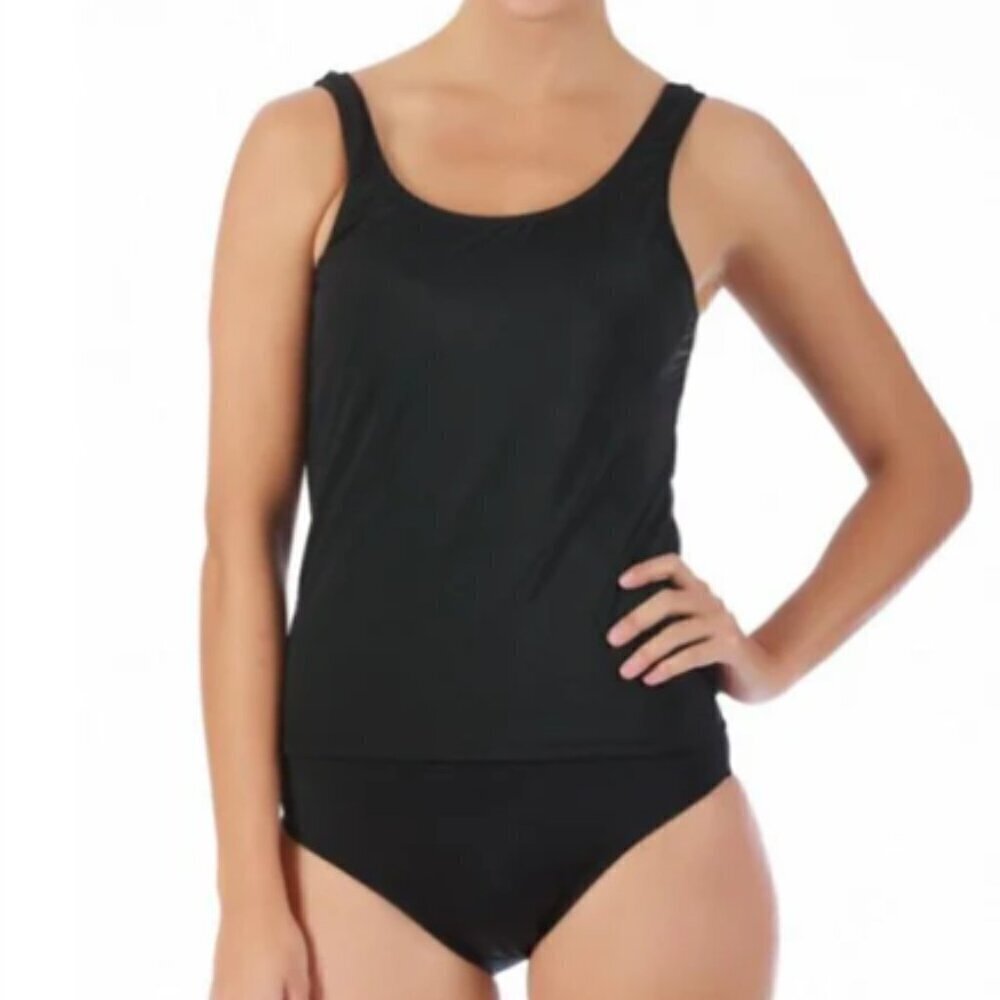 INSTANT FIGURE COMPRESSION SWIMWEAR TANKINI TOP 13262T Black Size 10 New